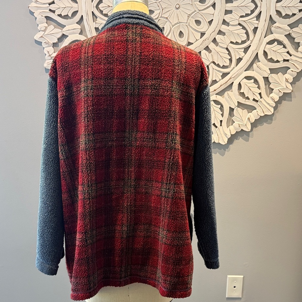 Vintage Koret City Blue Patchwork Plaid Fleece Bu… - image 4